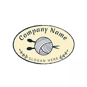 Logotipo Elegante Oval Wool Ball Needle Handmade logo design