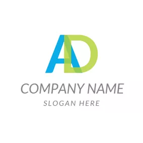 Logótipo De Negócios E Consultoria Overlapped Blue A and Green D logo design