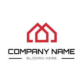 家Logo Overlapping Red and Simple House logo design