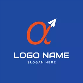 纸飞机logo Paper Plane and Alpha Symbol logo design