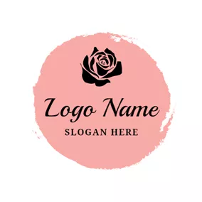 Verlobung Logo Pink and Black Flower logo design