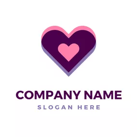 Love Logo Pink and Purple Heart logo design