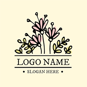 Pink and Yellow Flower logo design