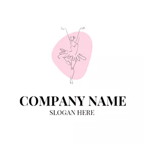 Female Logo Pink Background and Ballet Dancer logo design