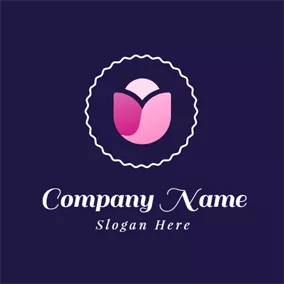 Pink Logo Pink Flower and Letter U logo design