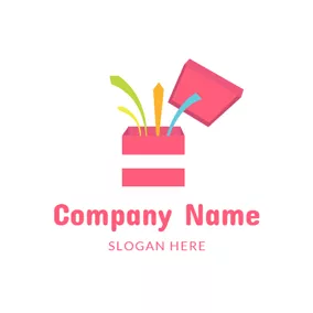 絲帶 Logo Pink Gift Box and Coloured Ribbon logo design