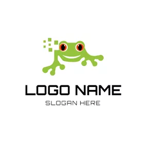 青蛙 Logo Pixel and Green Frog logo design