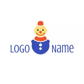 Comic Logo Prank and Cute Toy Clown logo design