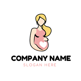 Love Logo Pregnant Woman Mom logo design