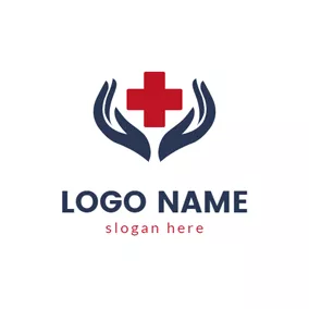 护士Logo Protective Hands and Cross logo design