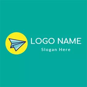 Transportlogo Purple and Green Paper Plane logo design
