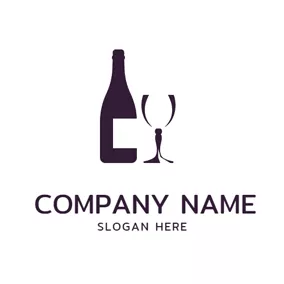 Wine Glass Logo Purple and White Alcohol Bottle logo design