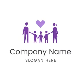Couple Logo Purple Heart and Close Family logo design