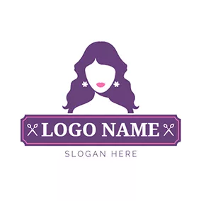 Fashion Brand Logo Purple Long Curly Hair Mode logo design