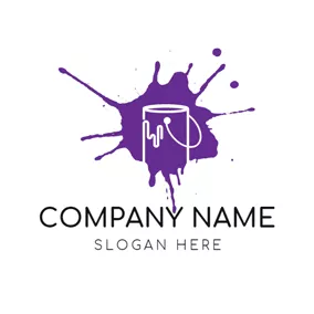 画廊 Logo Purple Pigment and White Bucket logo design