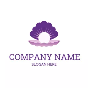 Oyster Logo Purple Shell and Bright Pearl logo design