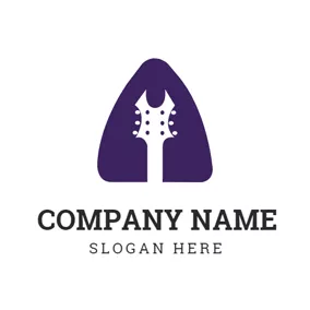 Logotipo De Guitarra Purple Triangle and Guitar logo design