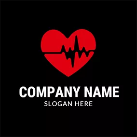 心跳 Logo Red and Black Heart Cardiogram logo design