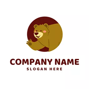Logotipo De Animación Red and Brown Bear Mascot logo design