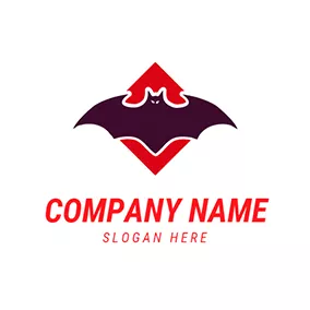 蝙蝠Logo Red and Purple Bat Mascot logo design