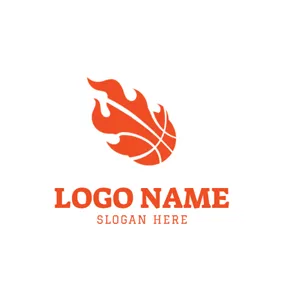 Logo Sport & Fitness Red and White Basketball logo design