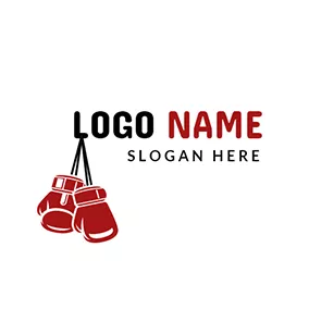 Logotipo De Lucha Red and White Boxing Glove logo design