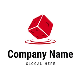 賭博 Logo Red and White Dice Icon logo design