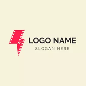 Logotipo De Producción Red and White Film Icon logo design