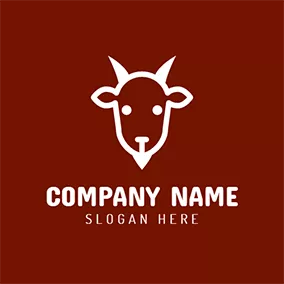 Logotipo De Animación Red and White Goat Icon logo design
