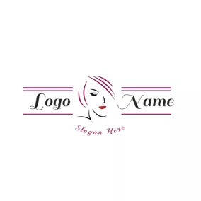 沙龙Logo Red and White Hair Salon logo design