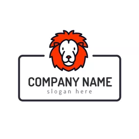 Logótipo De Animação Red and White Lion Face logo design