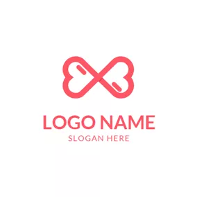 Love Logo Red Bowknot and Heart logo design