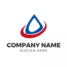 Industrial Logo Red Circle and Blue Oil Drop logo design