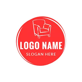 Couch Logo Red Circle and White Sofa logo design