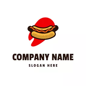 外卖logo Red Decoration and Hot Dog logo design