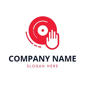 Compact Logo Red Disc and White Hand logo design