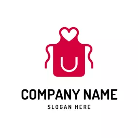 Apron Logo Red Heart and Apron logo design