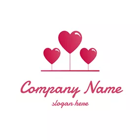 Party Logo Red Heart and Beautiful Balloon logo design