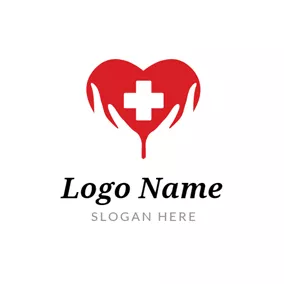 診所 Logo Red Heart and Nurse logo design