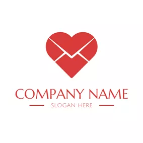 Love Logo Red Heart Shape Envelope logo design