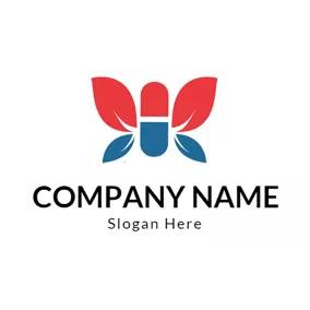 Pharmacy Logo Red Leaf and Simple Capsule logo design