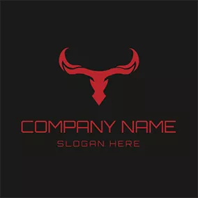 Horn Logo Red Longhorn and Abstract Eyes logo design