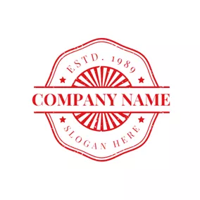 Stempel Logo Red Polygon Stripe Stamp Postmark logo design