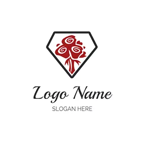 Love Logo Red Rose and Diamond logo design