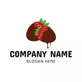 草莓 Logo Red Strawberry and Chocolate Cream logo design