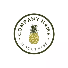 熱帶 Logo Regular Circle and Visual Pineapple logo design
