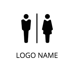 Distance Logo Regular Man Woman Figure and Toilet logo design