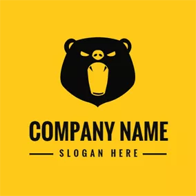 動物園logo Roaring Black Bear Face logo design