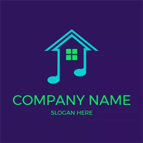小提琴 Logo Roof Outline and Blue Note logo design