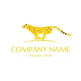 Feline Logo Running Yellow Cheetah logo design